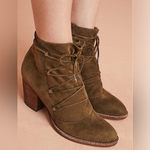 Sam Edelman Moss Green Leather Suede Millard Boho Ankle Booties Size 8.5 - Picture 1 of 10